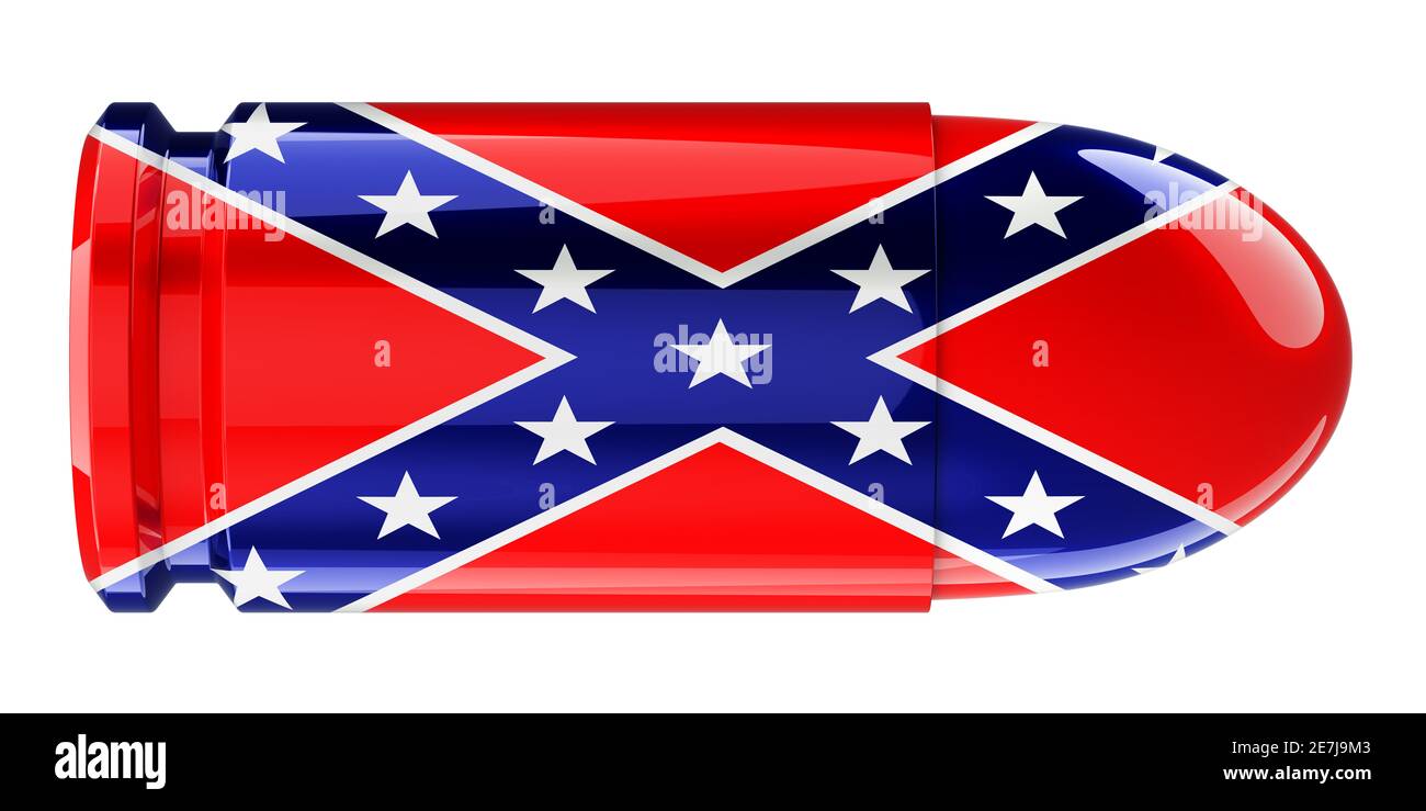 Bullet with Confederate States of America flag, 3D rendering isolated ...
