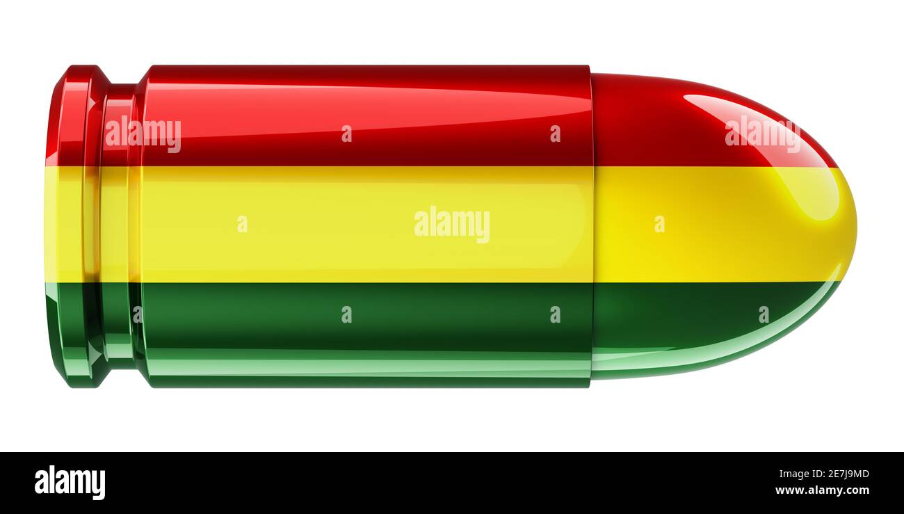 Bullet with Bolivian flag, 3D rendering isolated on white background ...