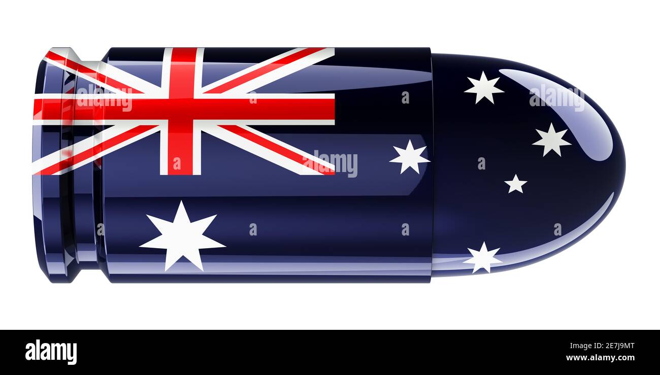 Bullet with Australian flag, 3D rendering isolated on white background ...