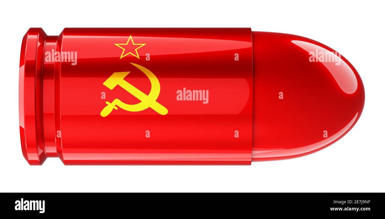 Bullet with the USSR flag, 3D rendering isolated on white background ...