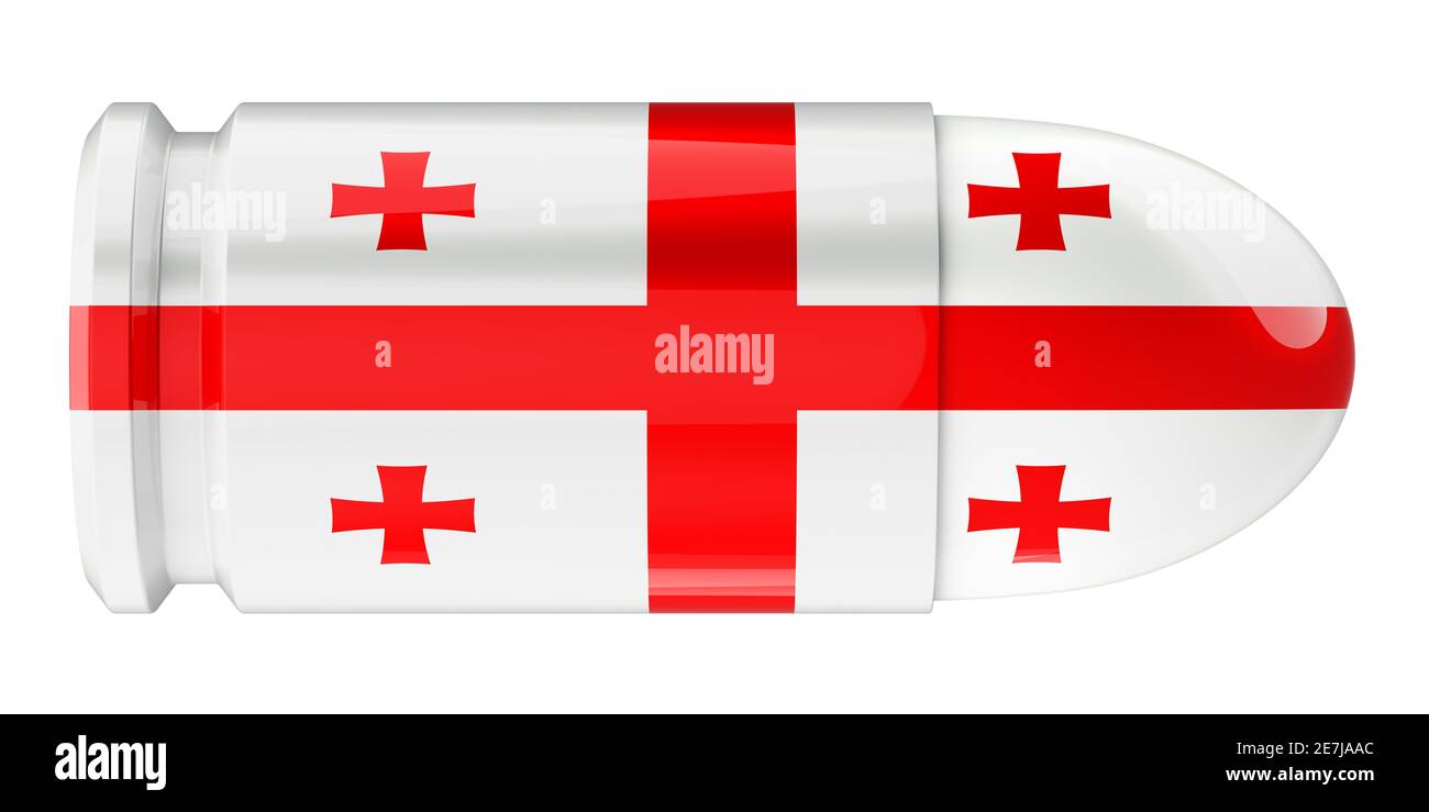 Bullet with Georgian flag, 3D rendering isolated on white background ...