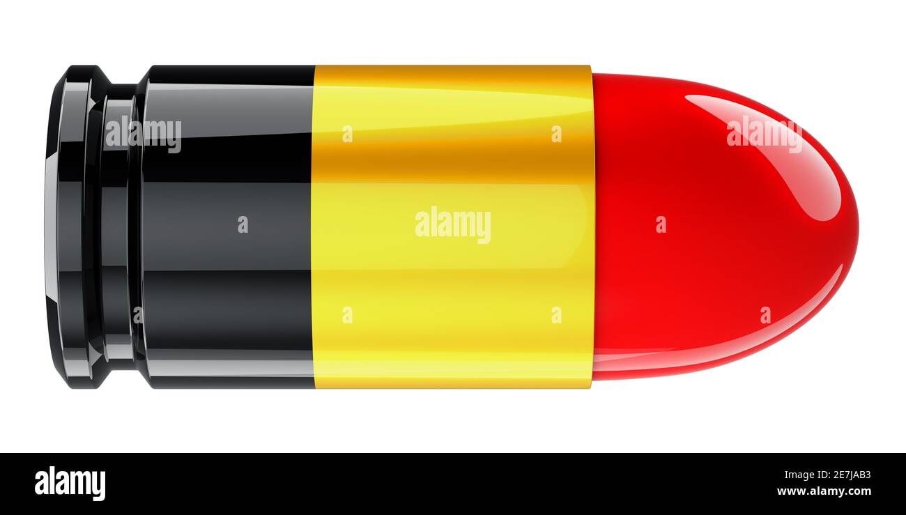 Bullet with Belgian flag, 3D rendering isolated on white background ...