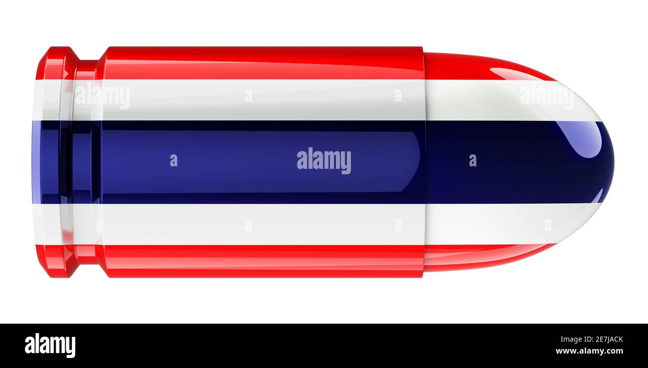 Bullet with Thai flag, 3D rendering isolated on white background Stock ...