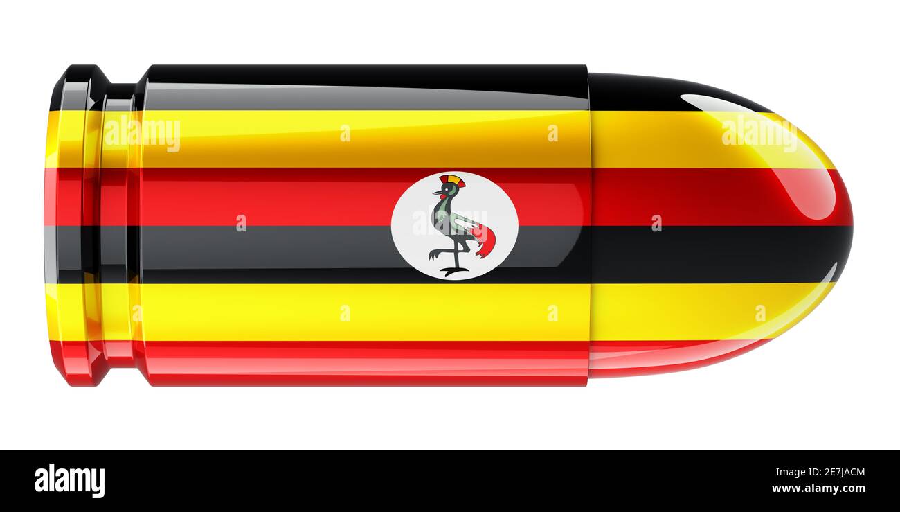 Bullet with Ugandan flag, 3D rendering isolated on white background ...