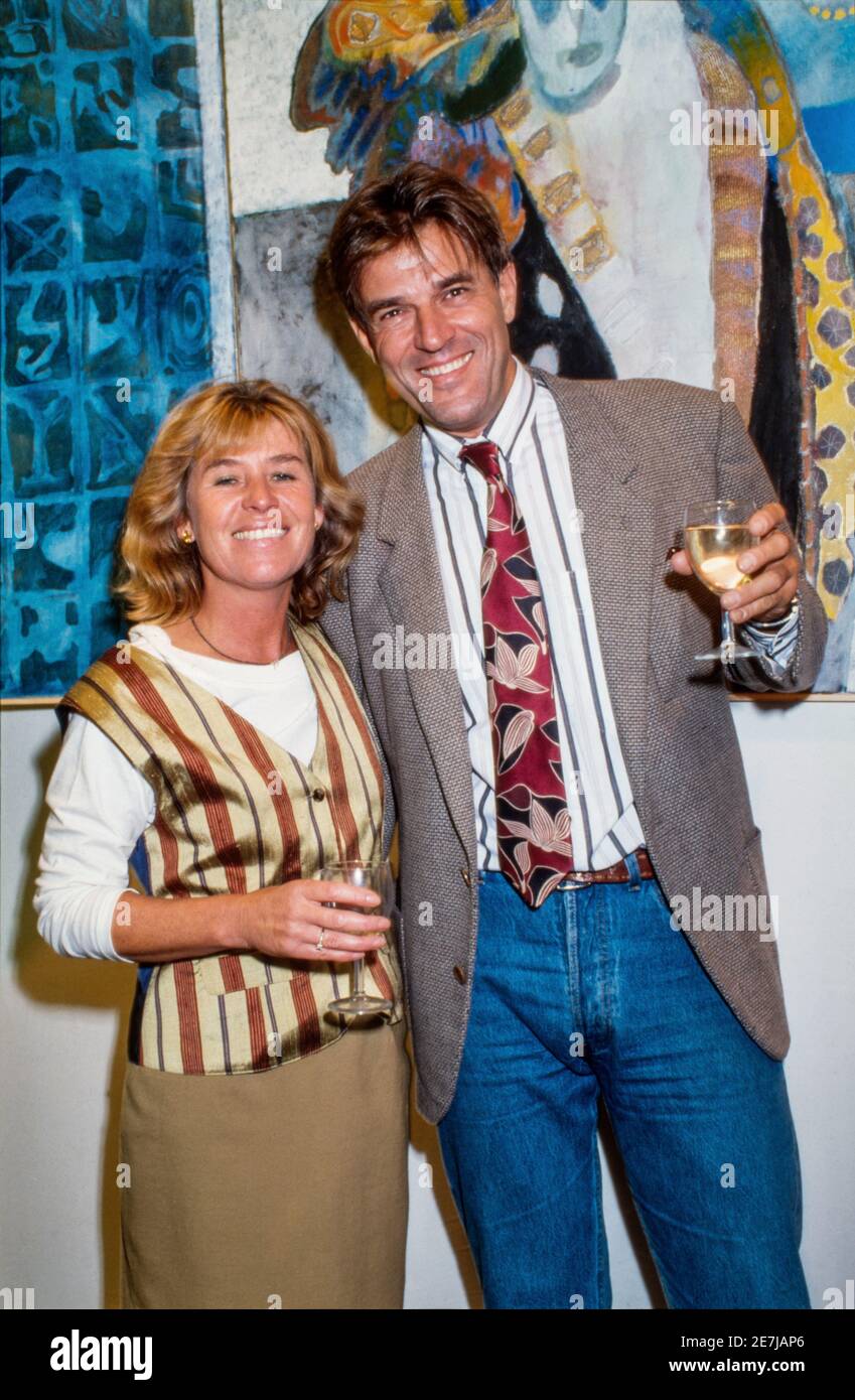 AMSTERDAM, THE NETHERLANDS - 25 AUG, 1994: Dutch actor Jeroen Krabbe with his wife Herma op a party. Stock Photo