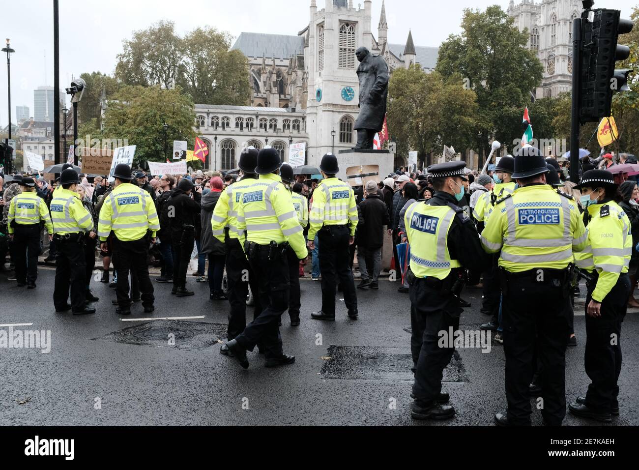 LONDON, 24TH OCTOBER 2020: Anti lockdown protest in central London in response to the governments further lockdown restrictions regarding the virus. Stock Photo
