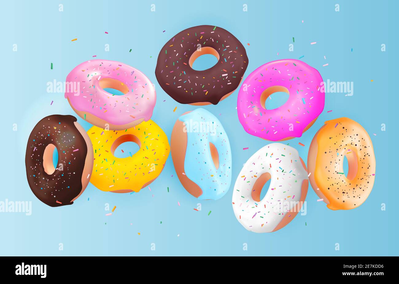 Realistic 3d sweet tasty donut background. Can be used for dessert menu,  poster, card. Vector illustration Stock Vector Image \u0026 Art - Alamy, image size:1300x927