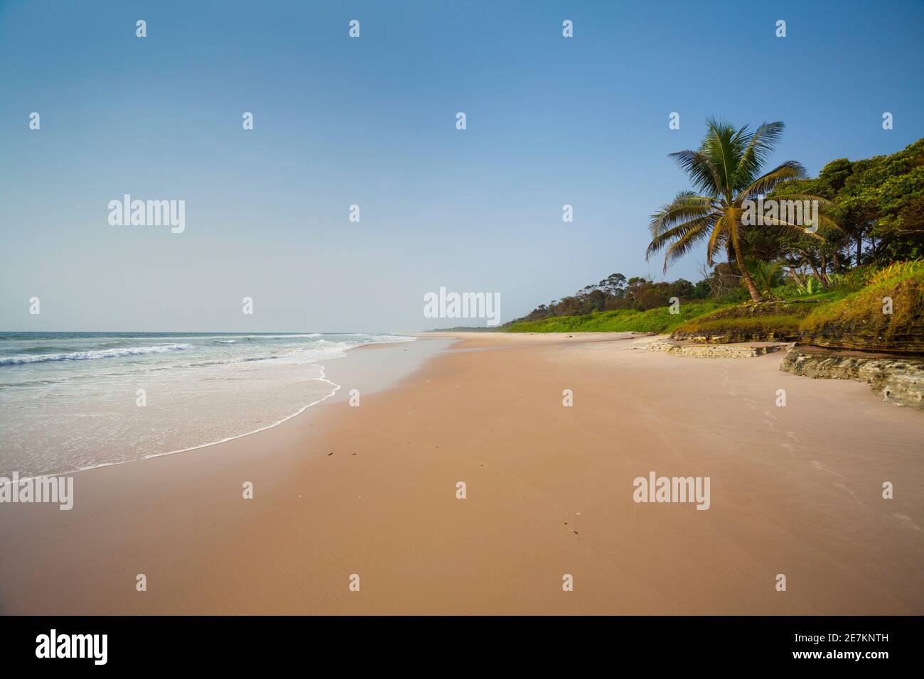 Sandy beach along the Atlantic coast, near Omboue, Gabon, central Africa. Stock Photo