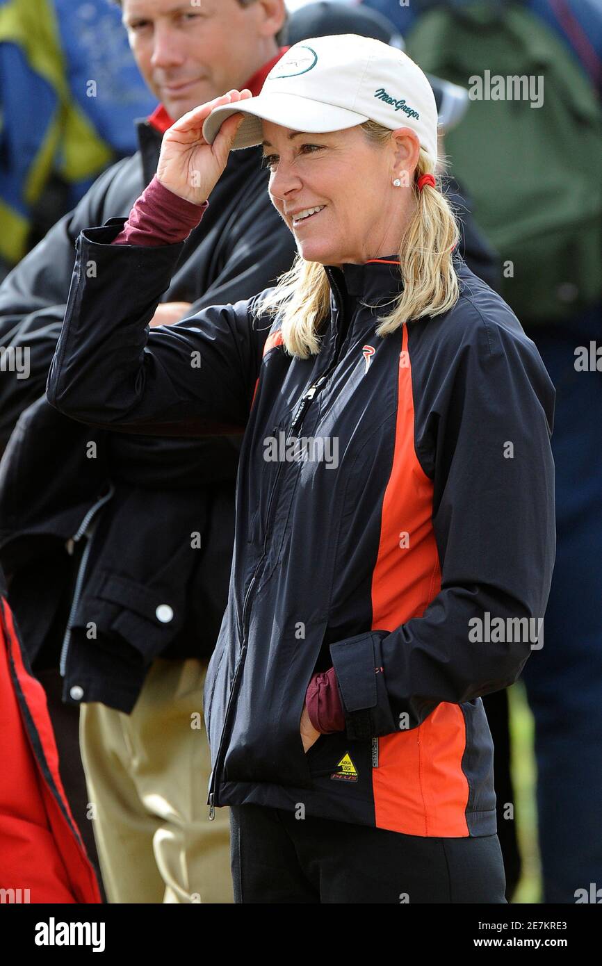 Former tennis star Chris Evert, wife of Australian golfer Greg Norman, watches during third round play at the 2008 British Open Golf Championship at Royal Birkdale, Southport, northern England, July 19, 2008.     REUTERS/Russell Cheyne (BRITAIN) Stock Photo