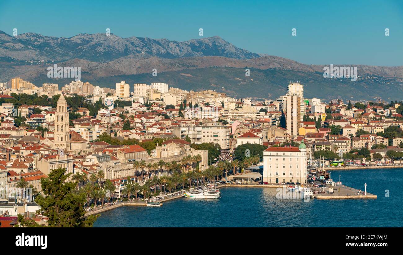 A picture of the city of Split as seen from a vantage point. Stock Photo