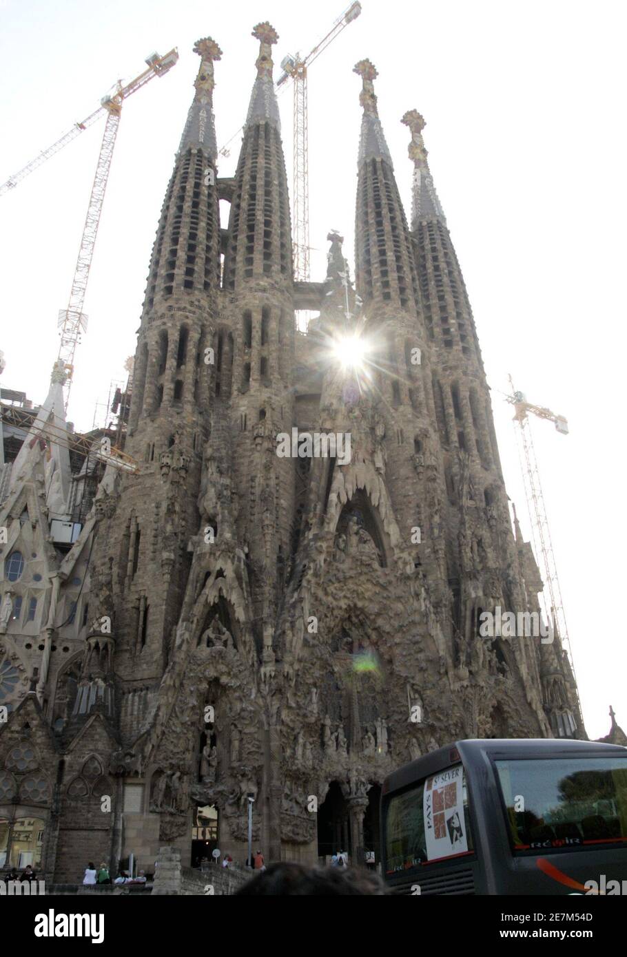 A view shows Barcelona's Sagrada Familia church April 25, 2007. The church, Spain's most visited monument and Antoni Gaudi's still-unfinished temple, could collapse if plans to build a high-speed rail link underneath the architectural wonder go ahead, its builders said on Wednesday. REUTERS/Gustau Nacarino (SPAIN) Stock Photo