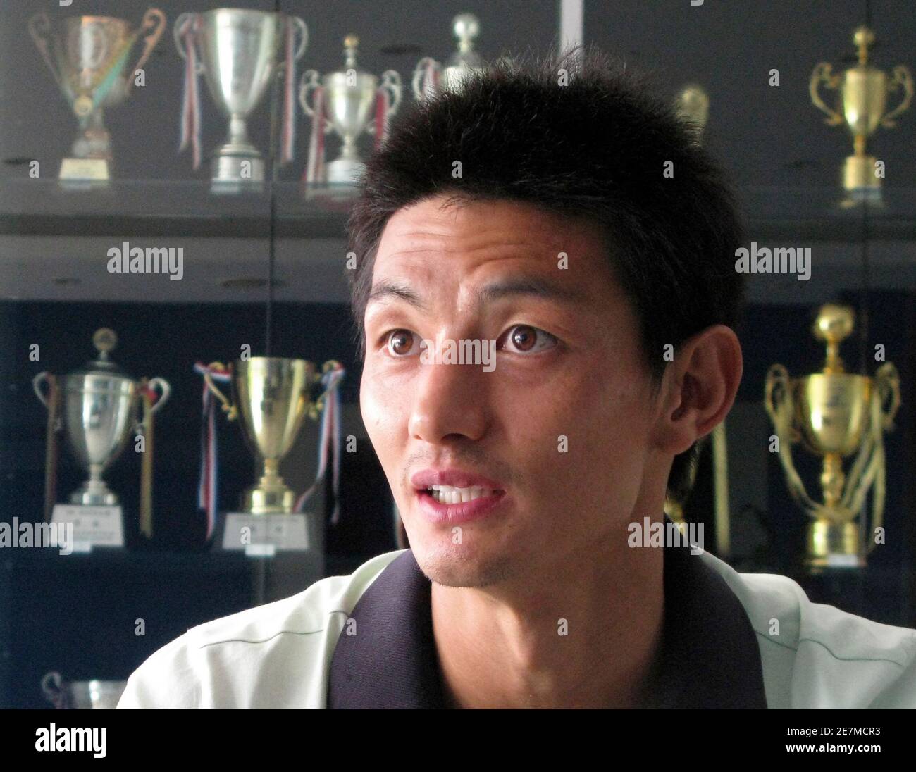 Suwon Samsung midfielder An Yong-hak speaks during an interview with Reuters in Suwon, south of Seoul September 24, 2009. An will fulfil a childhood dream when he marches on to the field with North Korea at the World Cup finals, but his heart belongs to a country that does not appear on any modern map. The Japan-born, 31-year-old midfielder holds a North Korea passport through his parents, but the question of national allegiance is a complicated one. Picture taken September 24, 2009. To match Feature SOCCER-WORLD/NKOREA-AN REUTERS/Peter Rutherford (SOUTH KOREA - Tags: SPORT SOCCER WORLD C Stock Photo