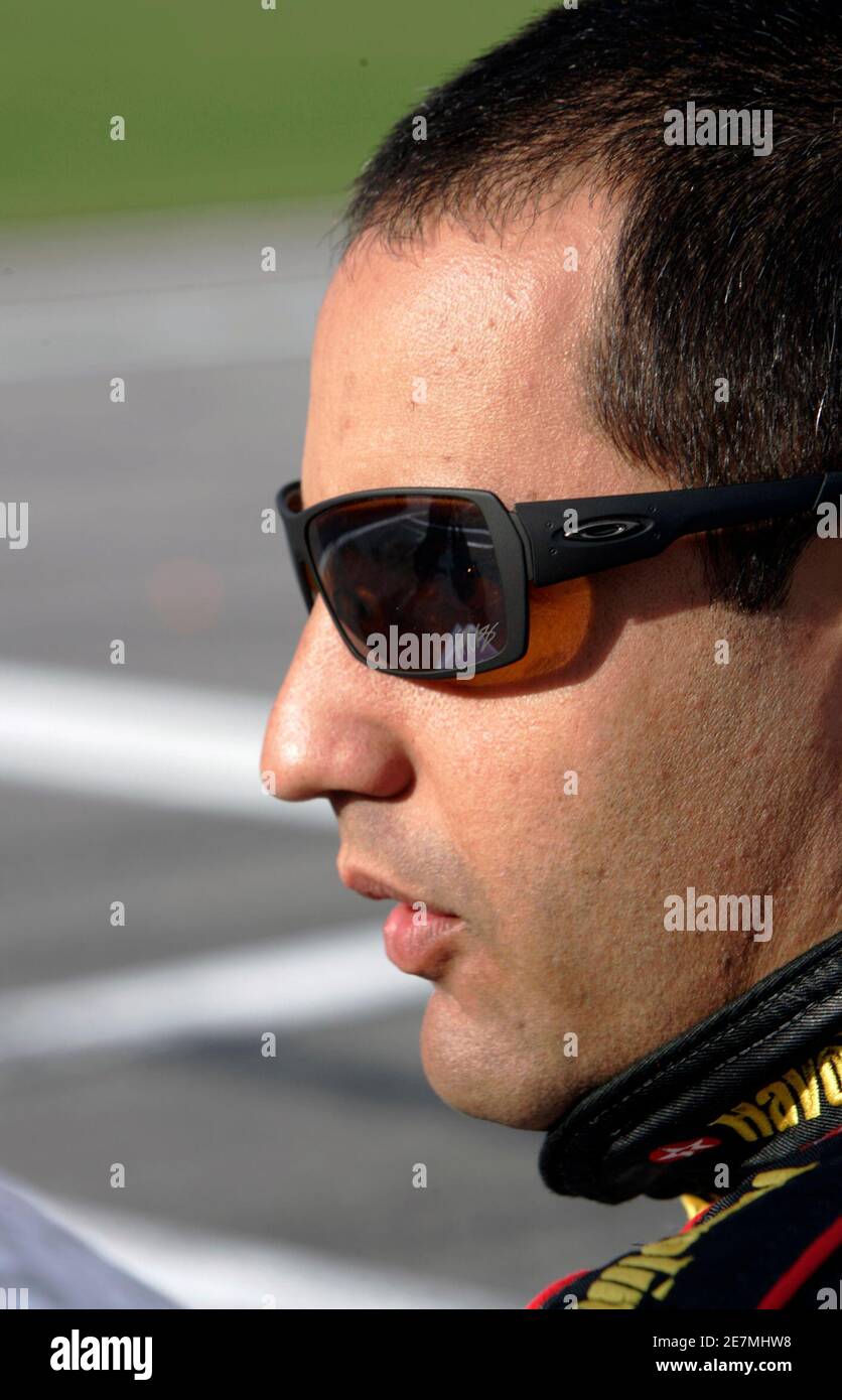 NASCAR Nextel Cup Series driver Juan Pablo Montoya of Colombia is seen  after his qualifying attempt for the pole position for the 49th running of  the Daytona 500 at the Daytona International