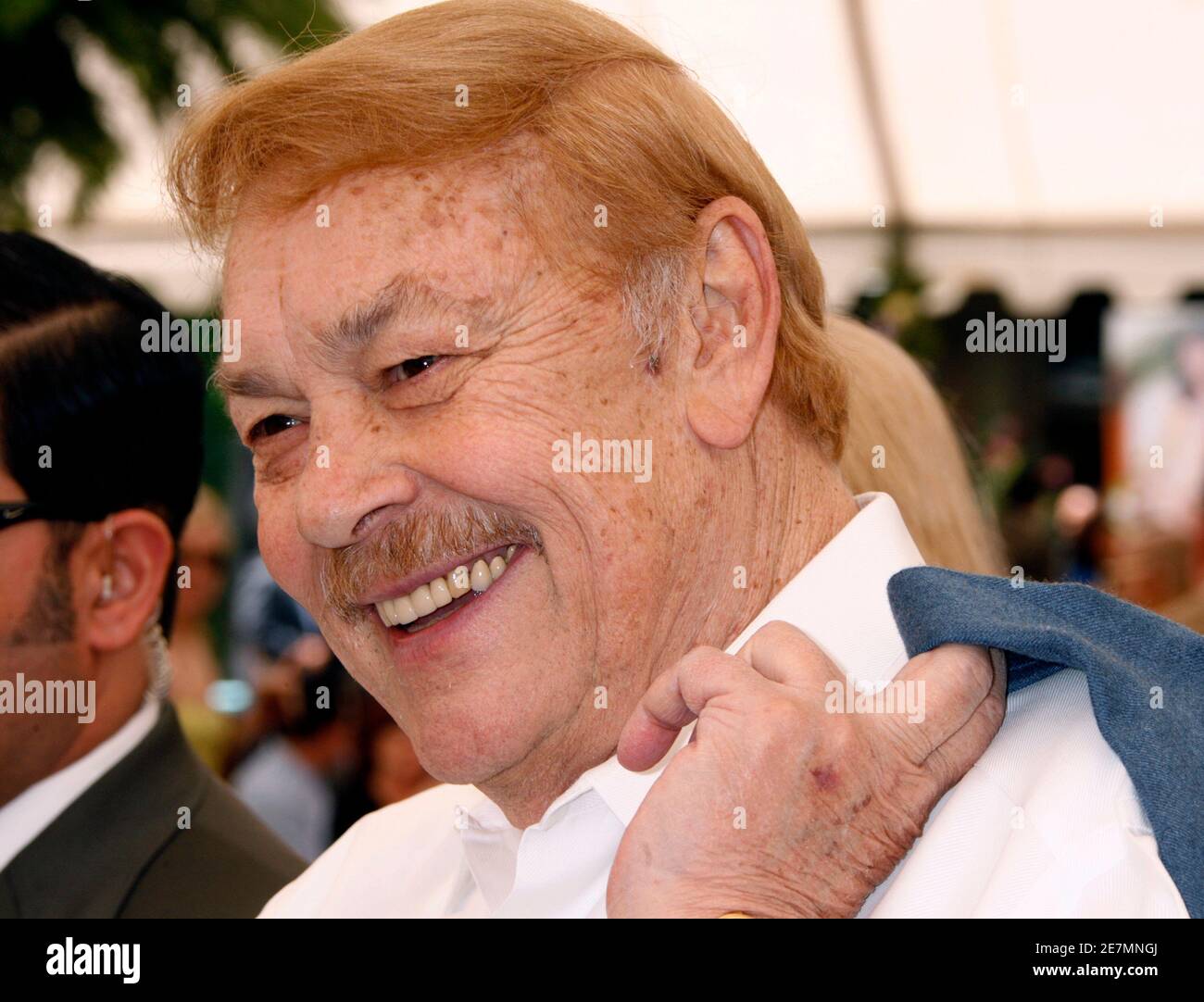 Jerry Buss, owner of the Los Angeles Lakers professional basketball team, attends a party honoring Canadian Jayde Nicole, the 2008 Playboy Playmate of the Year at the Playboy Mansion in Los Angeles California May 8, 2008.    REUTERS/Fred Prouser  (UNITED STATES) Stock Photo