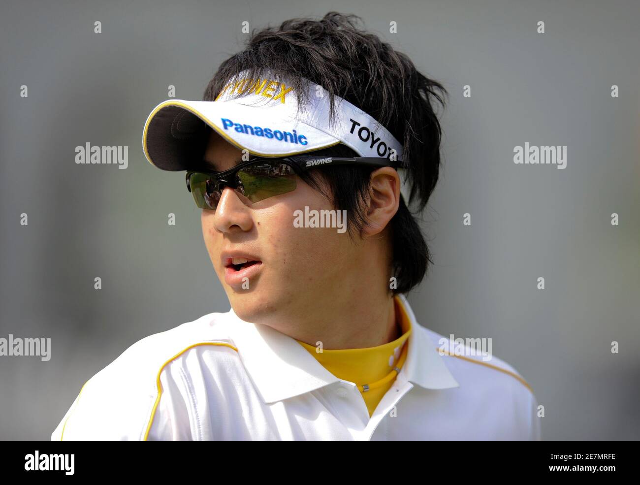 Golfer Ryo Ishikawa, 17, of Japan, makes his way down the ninth fairway during a practice round in preparation for the Northern Trust Open golf tournament in the Pacific Palisades area of Los Angeles February 17, 2009. REUTERS/Gus Ruelas (UNITED STATES) Stock Photo