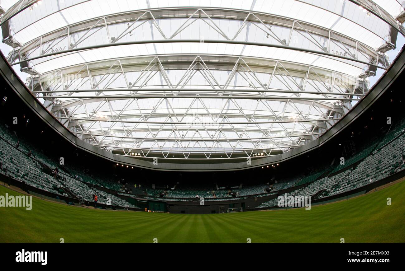 The New Centre Court Retractable Roof Is Seen At The All England Lawn Tennis Club In London April 21 2009 The New Roof Is On Schedule To Be Ready For The Centre