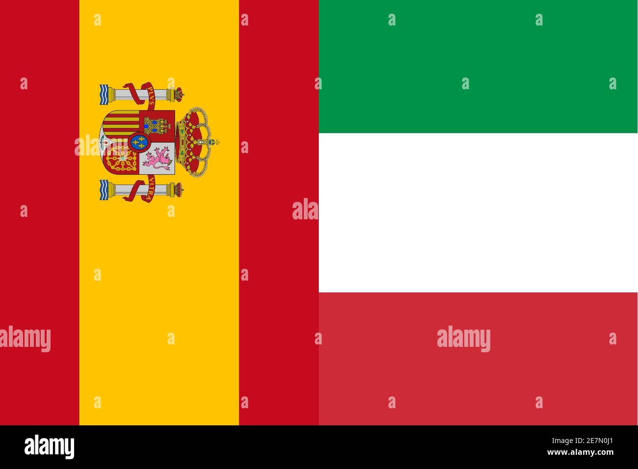 An illustration of the Flag of Italy and Spain next to each other Stock