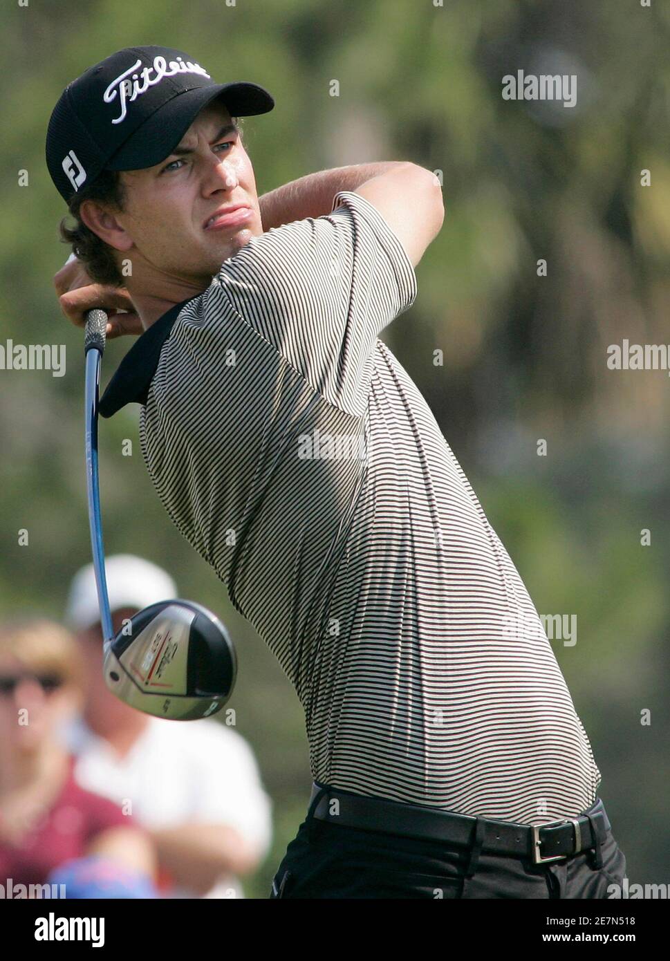 Adam Scott of Australia tees off on the 16th hole during the second round of play at The Players Championship golf tournament in Ponte Vedra Beach, Florida on May 11, 2007. REUTERS/Rick Fowler (UNITED STATES) Stock Photo