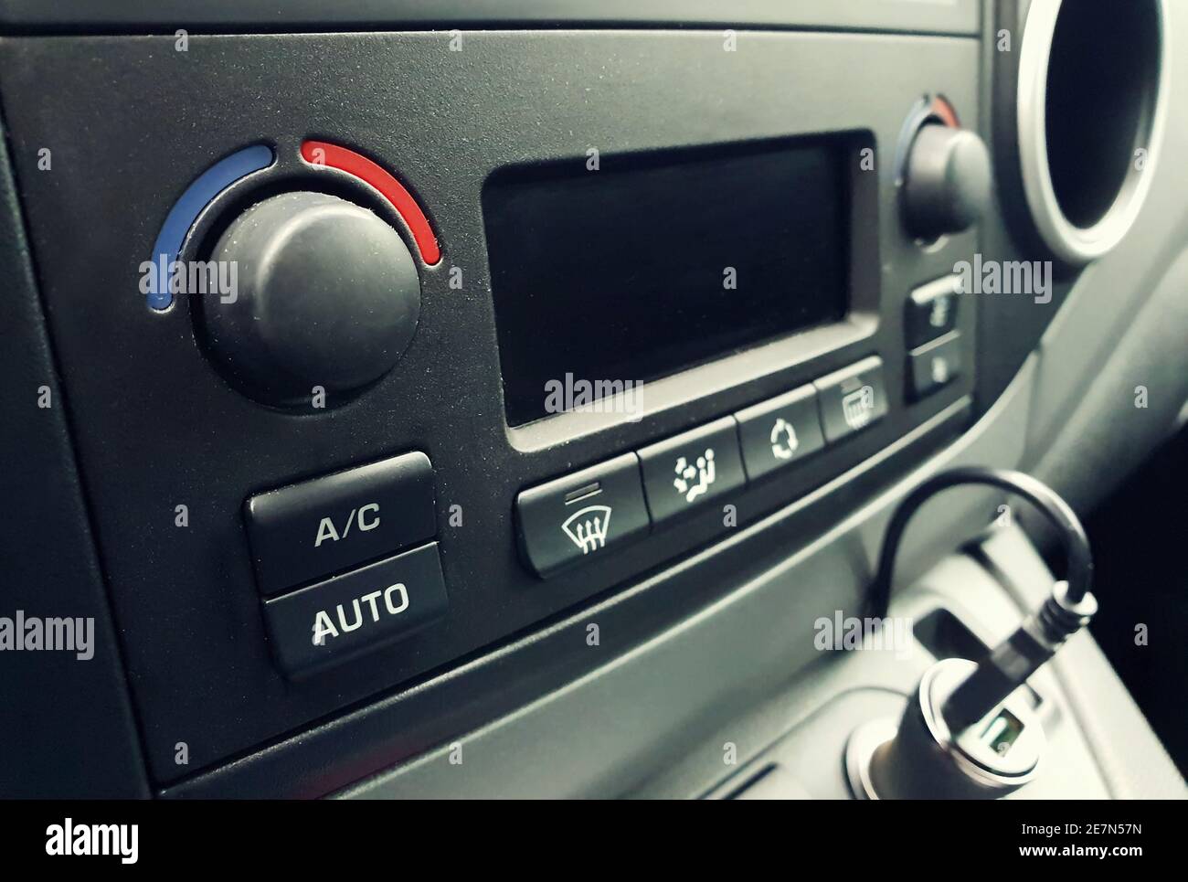 Closeup of air conditioning control buttons inside the car Stock Photo