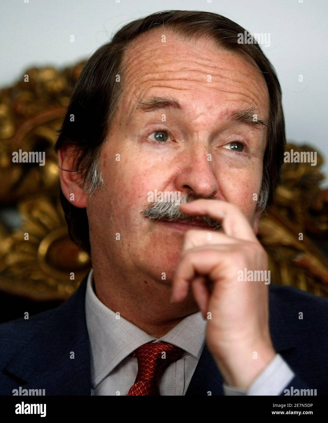 Dom Duarte, the Duke of Braganza, talks during an interview with Reuters in Lisbon in this June 15, 2007 file photo. Duarte, a relic of the Portuguese aristocracy, may not enjoy the riches or influence of the former kings of Portugal, but he'd be happy to take the throne if it was on offer. Although Portugal has been a republic since 1910, Duarte told Reuters he'd like to see a referendum on whether the constitution can be changed to bring back the monarchy and allow him to regain the family throne. To match LIFE-PORTUGAL/KING  REUTERS/Nacho Doce/Files  (PORTUGAL) Stock Photo