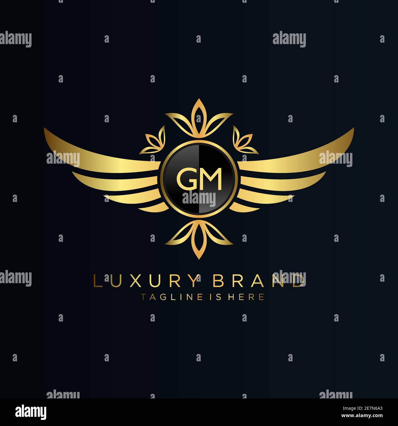 Premium Vector  Letter gm logo design with crown and gold color