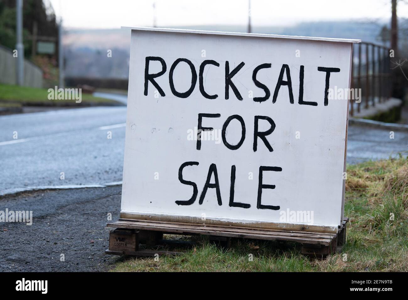 Rock Salt for sale sign Scotland, UK Stock Photo Alamy