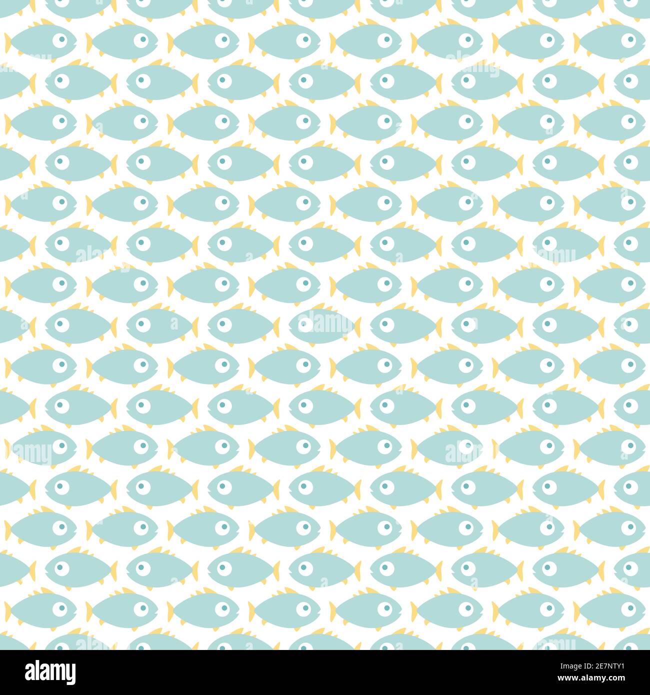 Seamless pattern with blue fish on white background. Marine simple ...