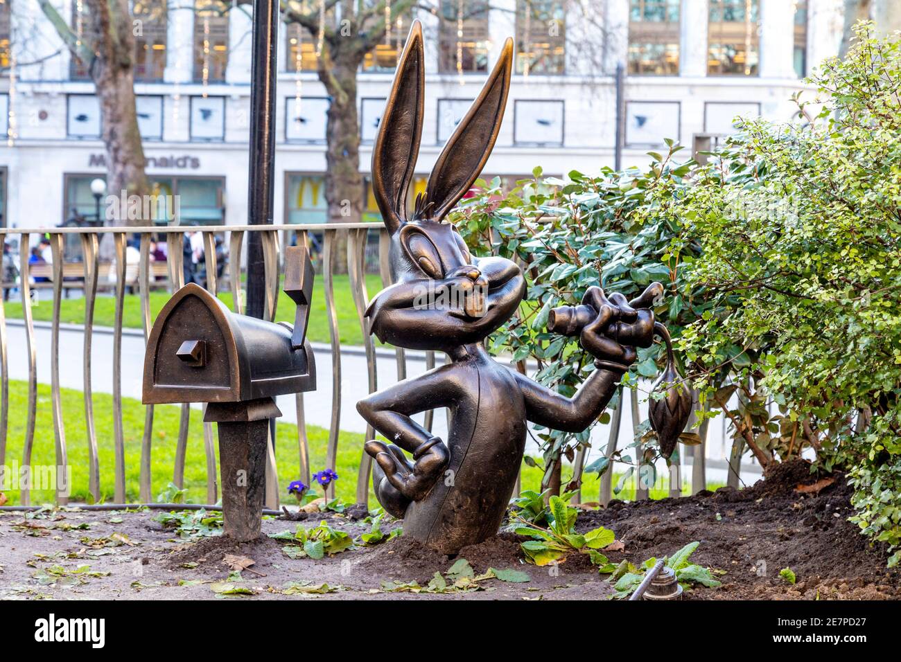 Bugs Bunny sculpture in Leicester Square, one of the Scenes in the Square sculptures, London, UK Stock Photo