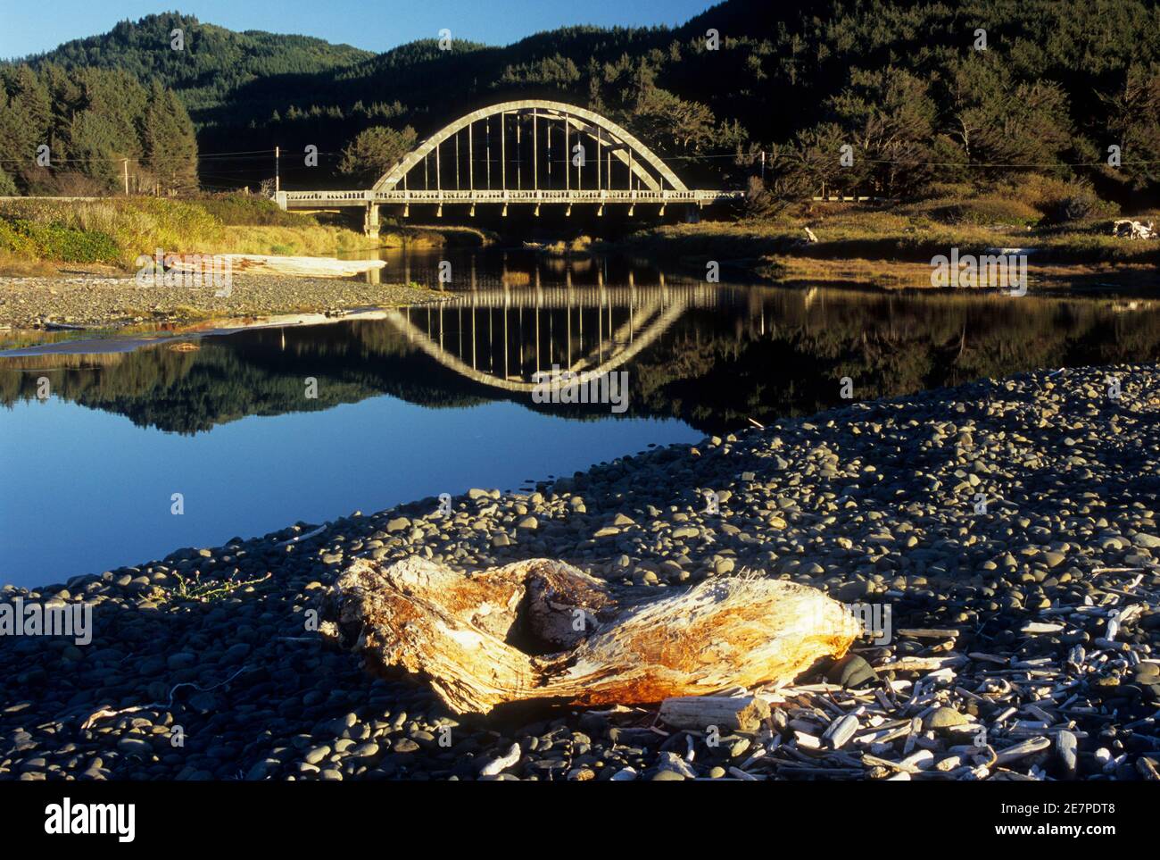 Ten Mile Creek Bridge, Stonefield Beach State Park, Oregon Stock Photo