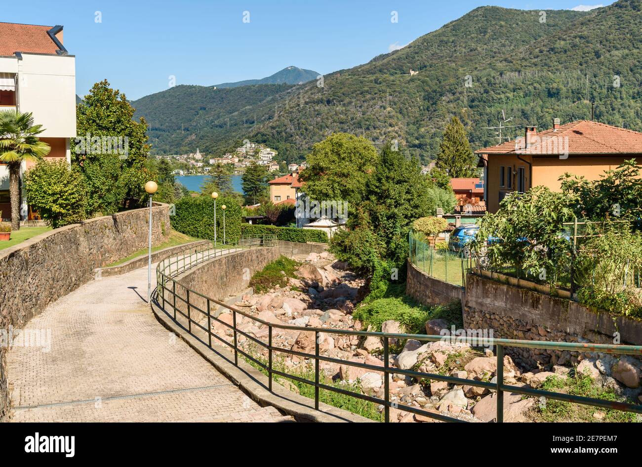 Brusimpiano, a small village on the shore of lake Lugano in province of Varese, Lombardy, Italy Stock Photo