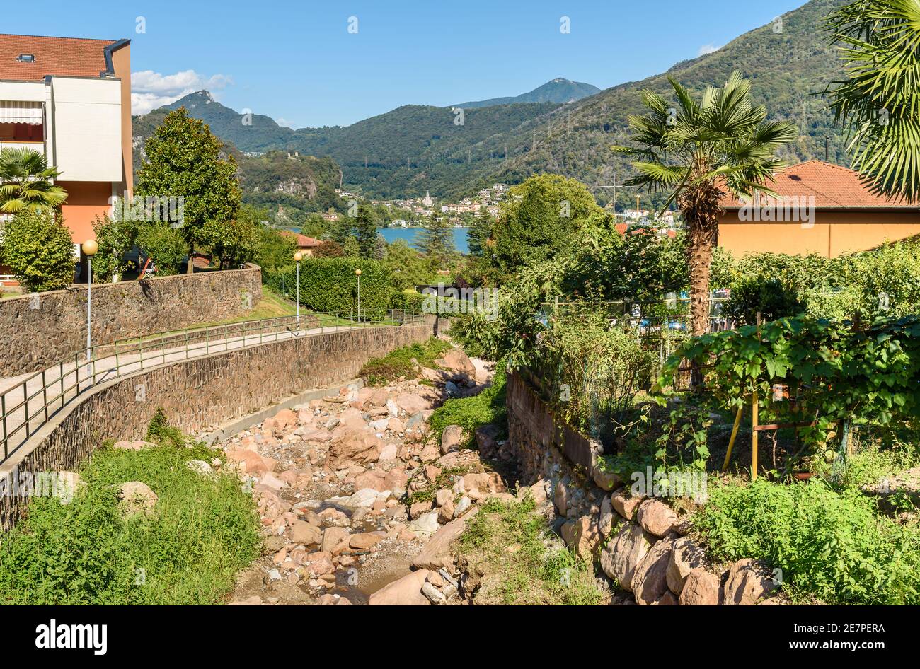 Brusimpiano, a small village on the shore of lake Lugano in province of Varese, Lombardy, Italy Stock Photo