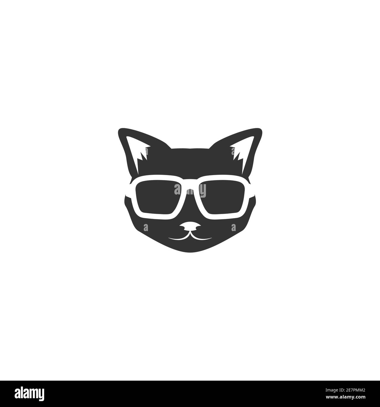 Black cat's head with glasses icon isolated on white. tough, cool tom cat  with severe look. hipster avatar. Vector flat illustration. Magic,  halloween Stock Vector Image & Art - Alamy