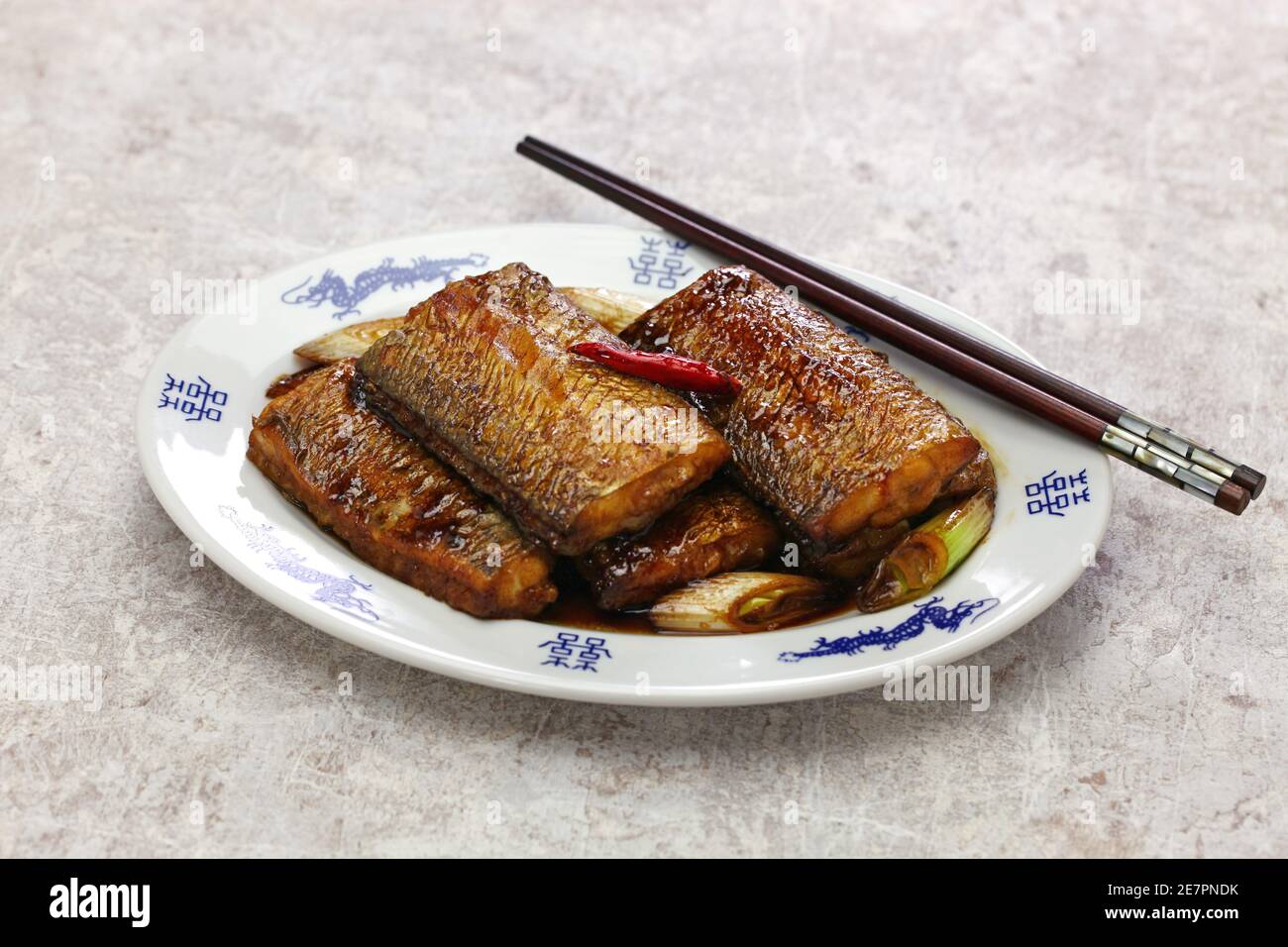 braised hairtail fish in soy sauce, chinese cuisine Stock Photo Alamy