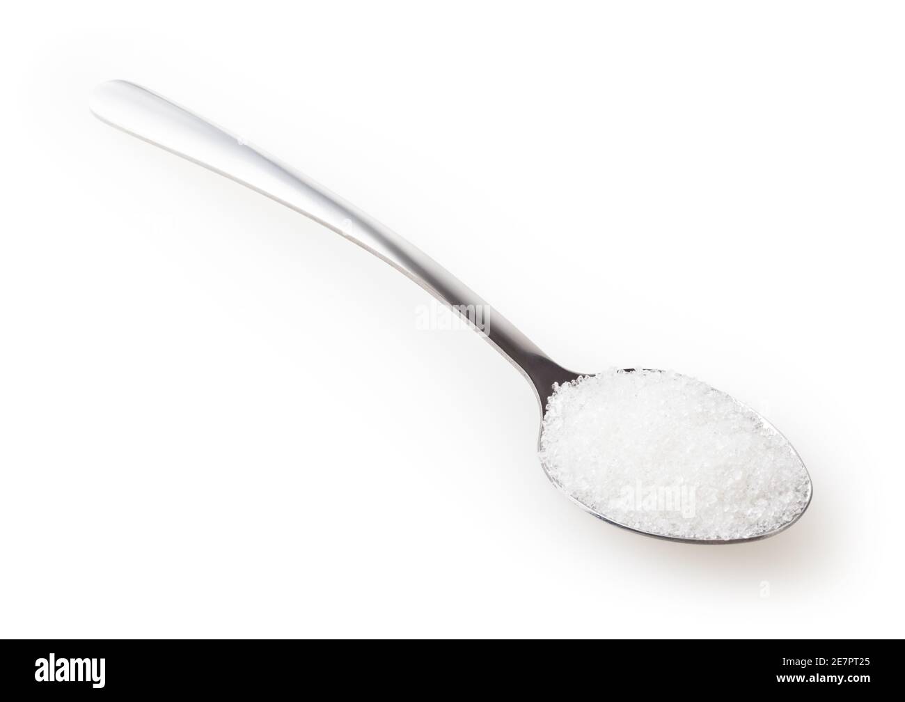 Teaspoon of sugar isolated on white background with clipping path Stock