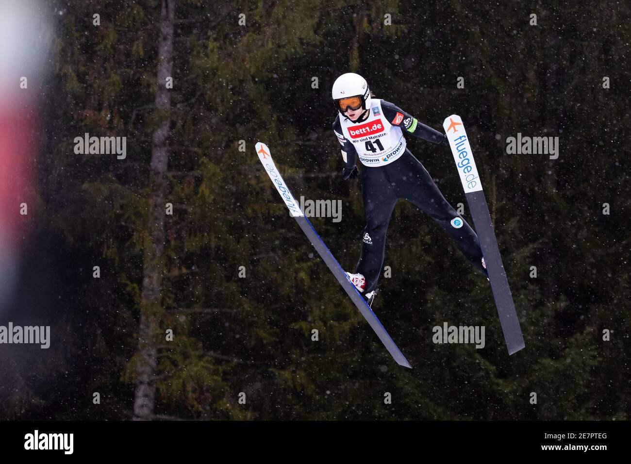 Titisee Neustadt, Germany. 30th Jan, 2021. Nordic skiing/ski jumping: World Cup, large hill, women, 1st round: Frenchwoman Julia Clair jumps on the Hochfirstschanze. Credit: Philipp von Ditfurth/dpa/Alamy Live News Stock Photo
