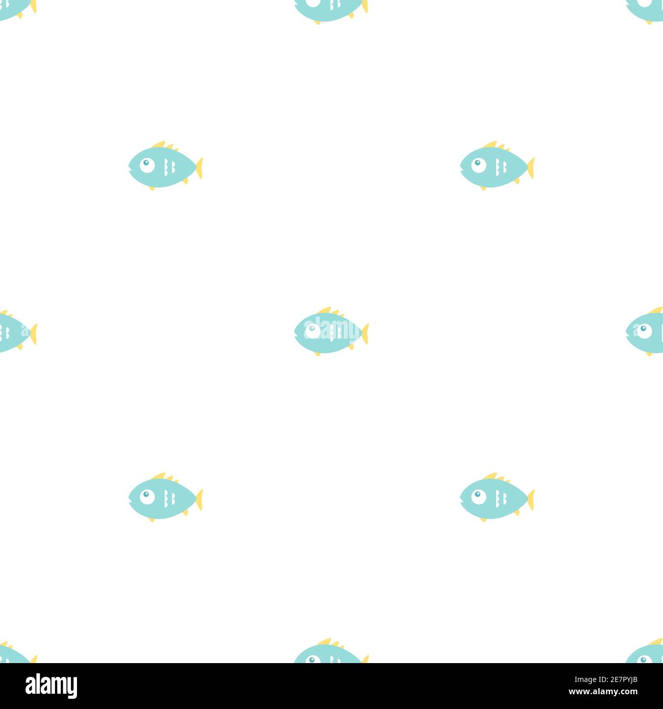 Seamless pattern with blue fish on white background. Marine simple ...