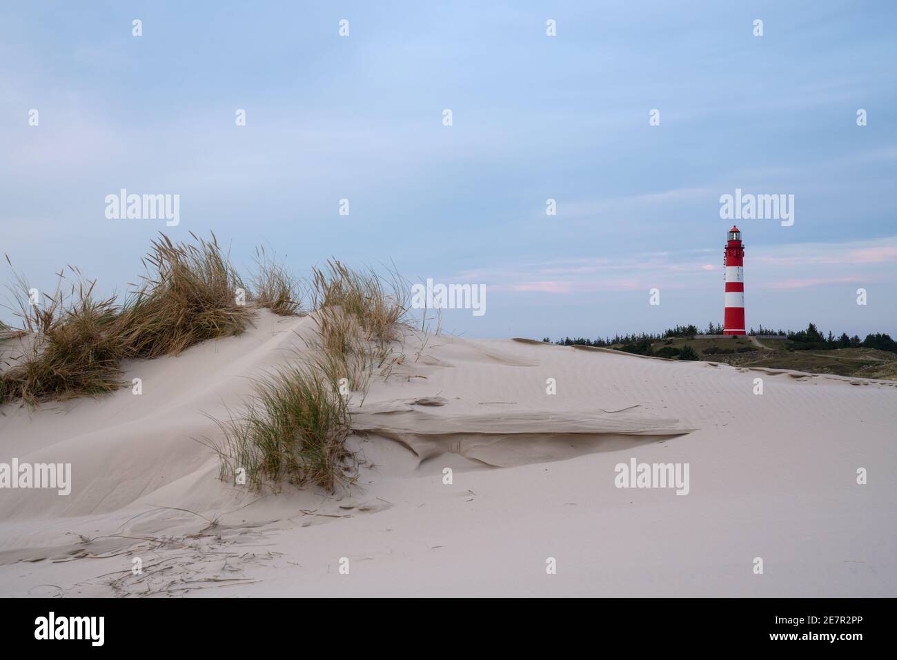 Panoramic image of the Wittduen lighthouse at sunset, Amrum, Germany ...
