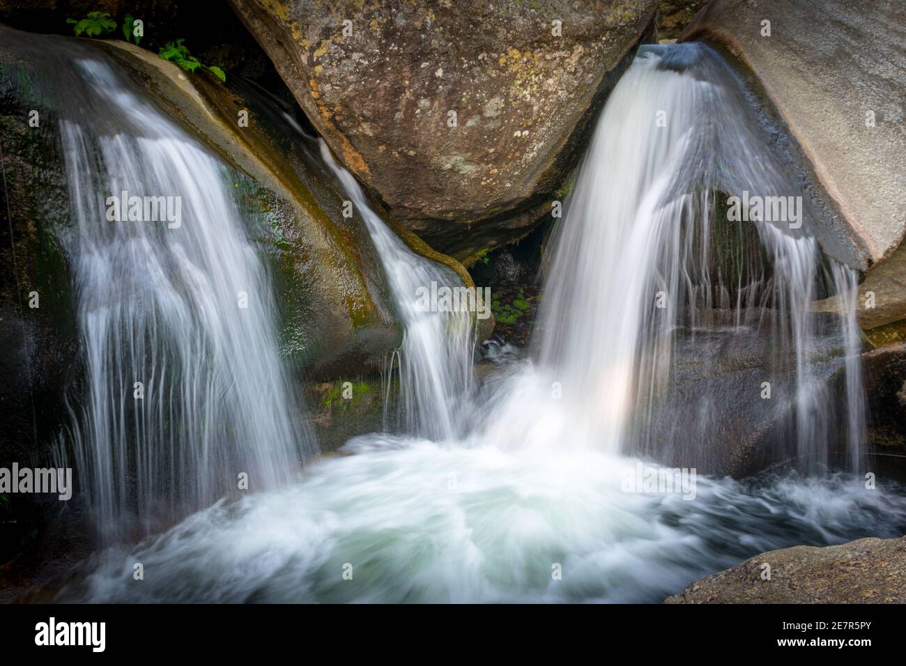 Waterfalls in granite rocks in Sierra de Gredos, Spain. Concept of nature and purity. Stock Photo