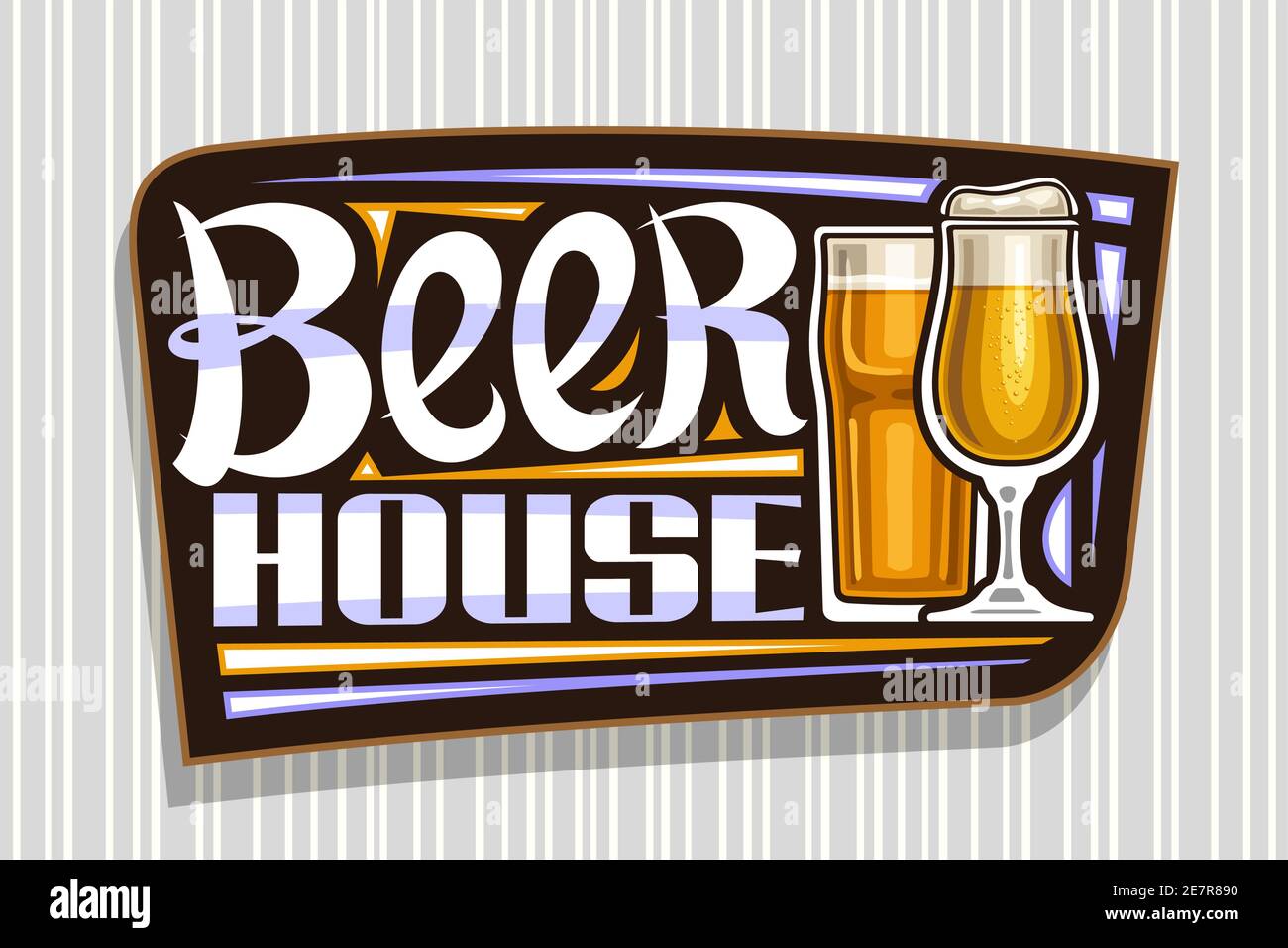 Vector logo for Beer House, dark decorative sign board with