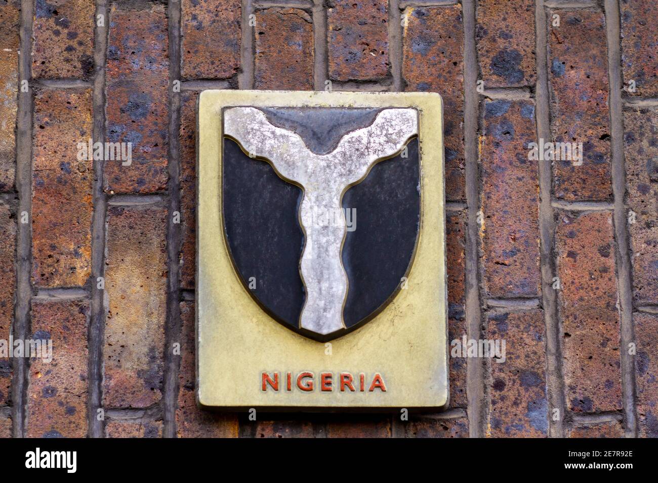Sable a Pall wavy argent - a short description for Nigeria#s striking shield in their coat of arms Stock Photo