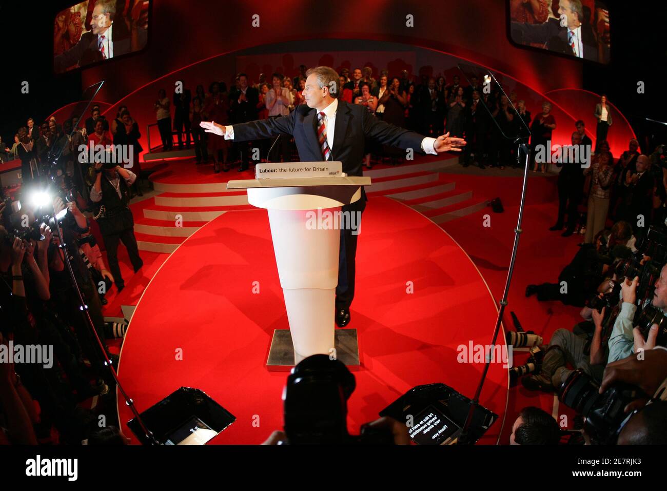 British prime minister tony blair during his speech hi-res stock