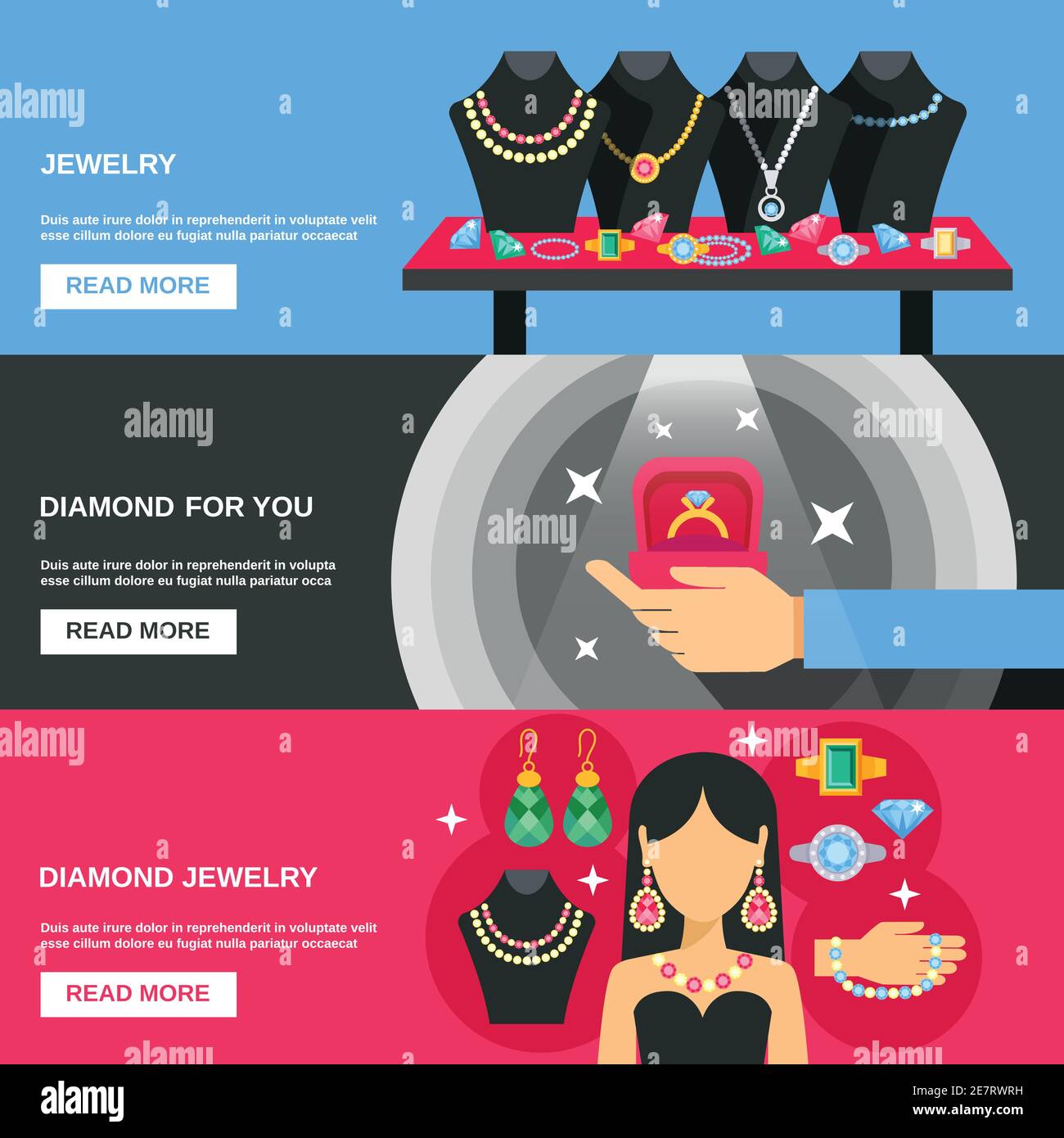 Flat design pawnshop and jewelry showcase Vector Image