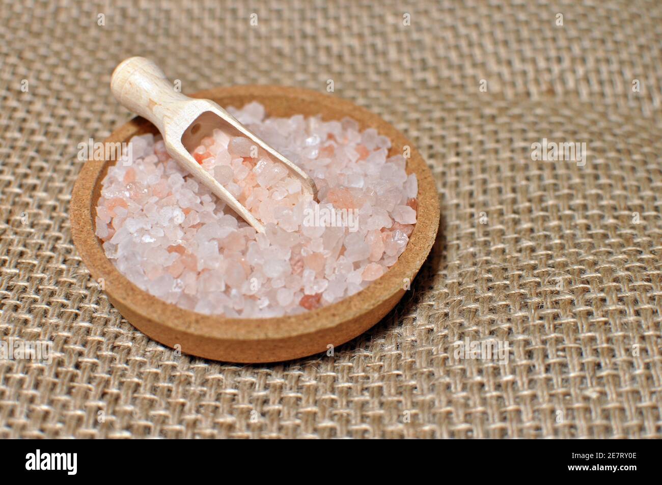 Close up of a bowl full of Himalayan pink salt Stock Photo