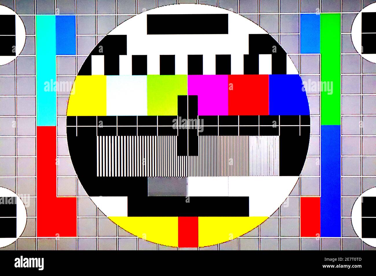 TV Test Pattern generated by a Monoscope – Original Photo from a vintage Television Stock Photo