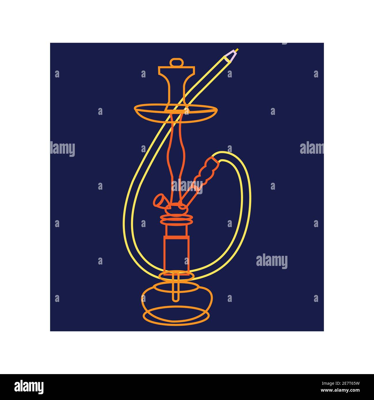 A creatively drawn Turkish hookah on a dark blue backdrop Stock Vector