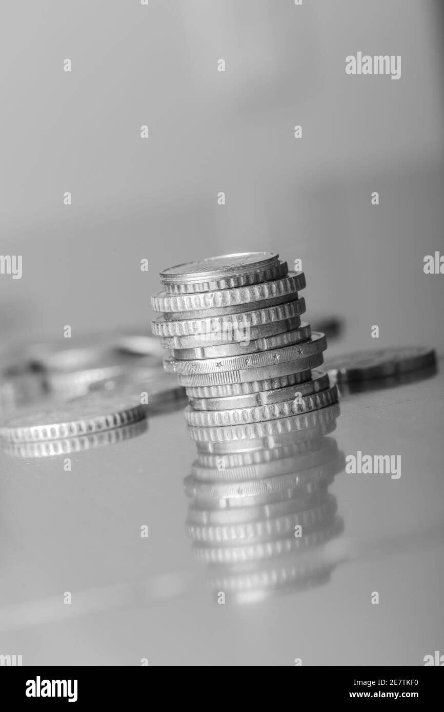 Gold silver bronze coins Black and White Stock Photos & Images - Alamy