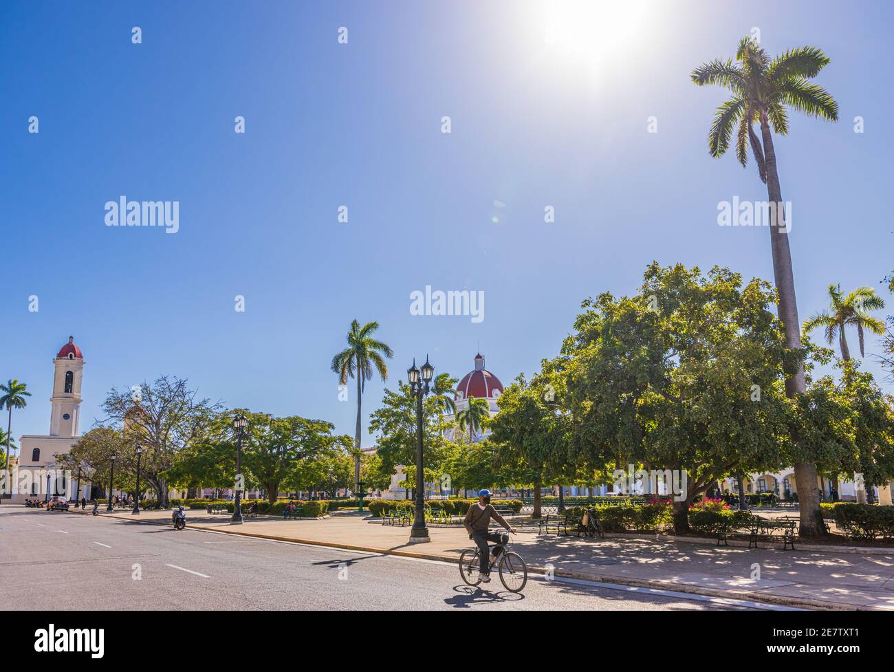 Palacio del Ayuntamiento and the Parque Jose Marti in Cienfuegos, Cuba Stock Photo