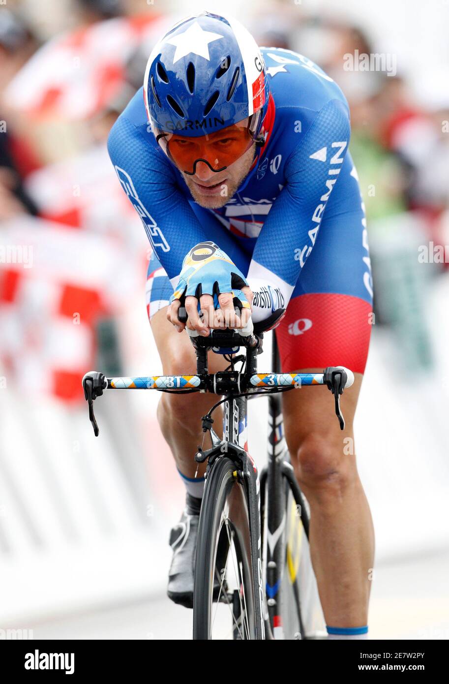 Team Garmin Transitions' rider David Zabriskie cycles during the time trial  of the Tour de Suisse in Liestal June 20, 2010. REUTERS/Christian Hartmann ( SWITZERLAND - Tags: SPORT CYCLING Stock Photo - Alamy