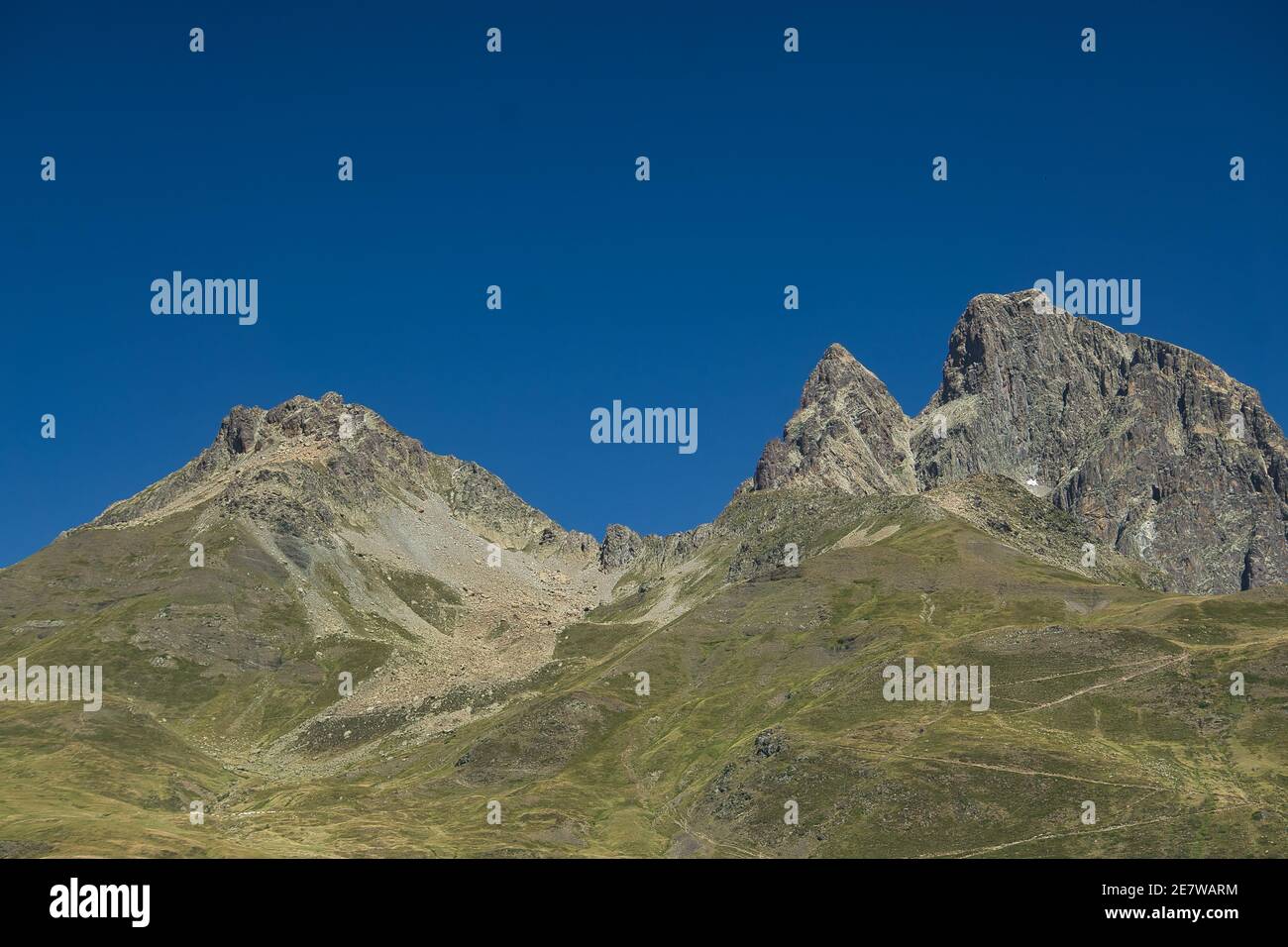 Col du Portalet. Located in Huesca. Border between Spain and France. Panorama. View Landscape Stock Photo