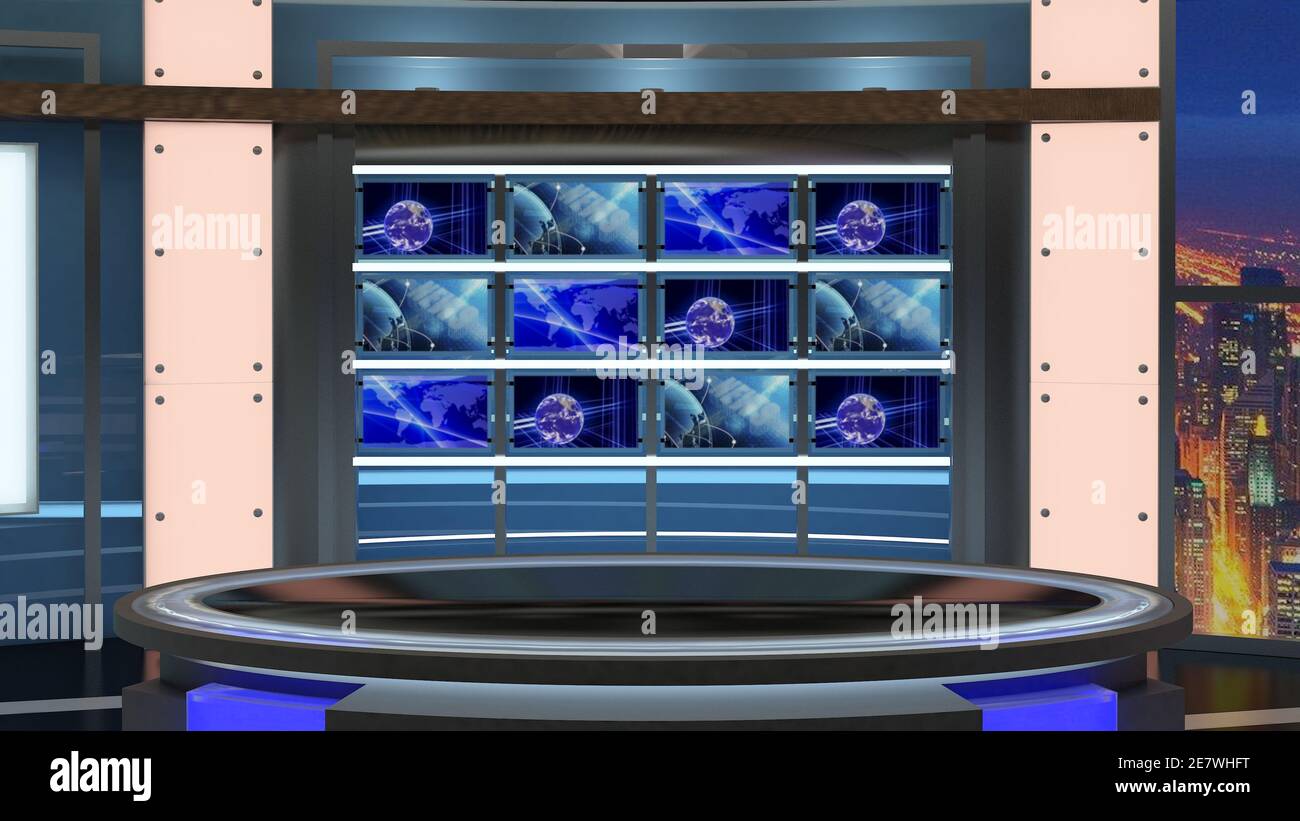 Virtual TV Studio News Set 27. Green screen background. 3d Rendering.  Virtual set studio for chroma footage. wherever you want it, With a simple  setup Stock Photo - Alamy